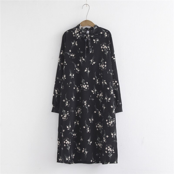 Fashion  New Spring Autumn Floral Chiffon Dress